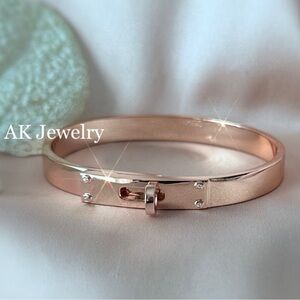 💎LUXURY Pink Gold Lock Bracelet, Twist Lock, Bangle, Rose